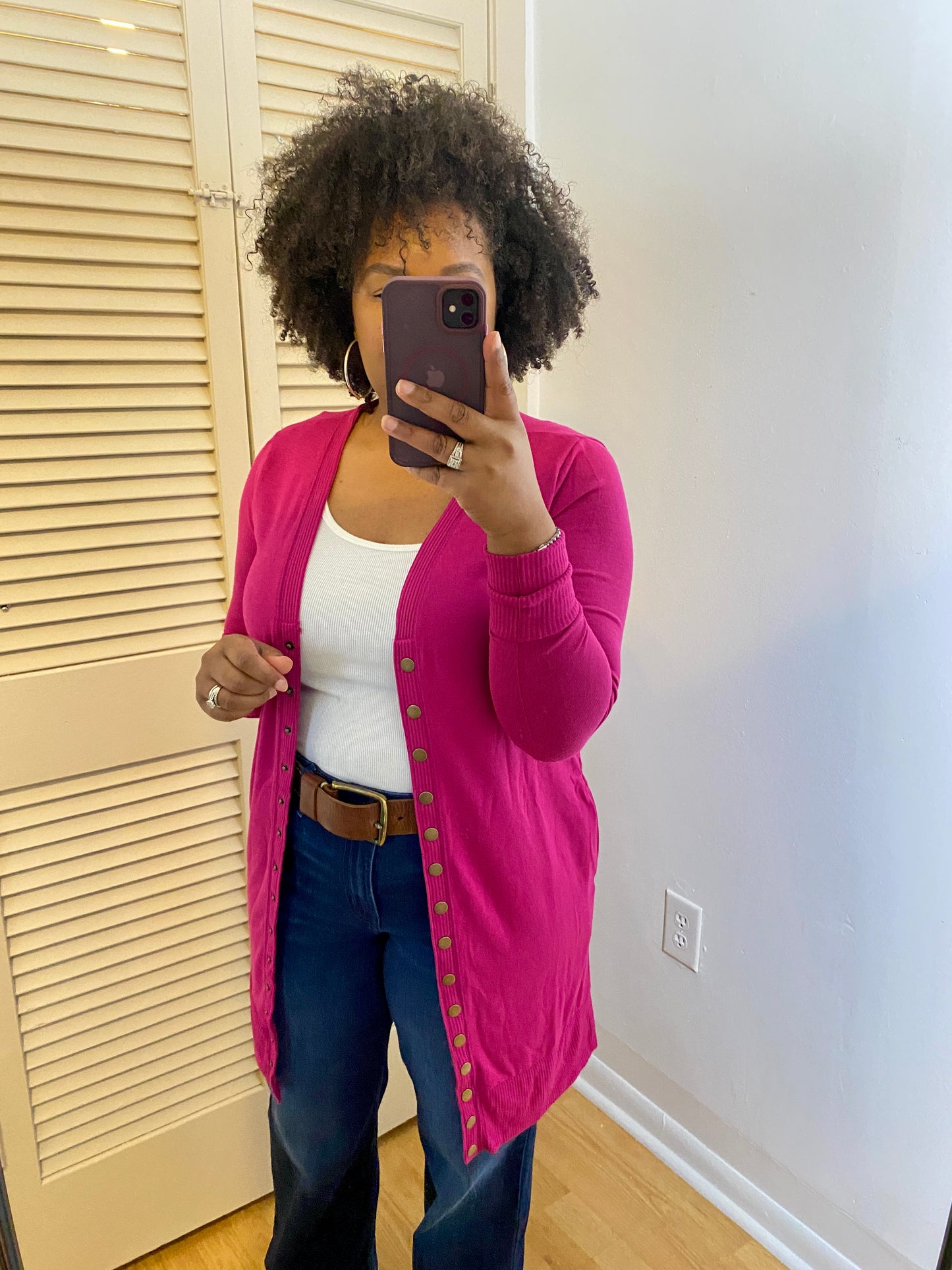 Magenta Snap Cardigan
