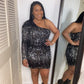 One Shoulder Sequin Dress