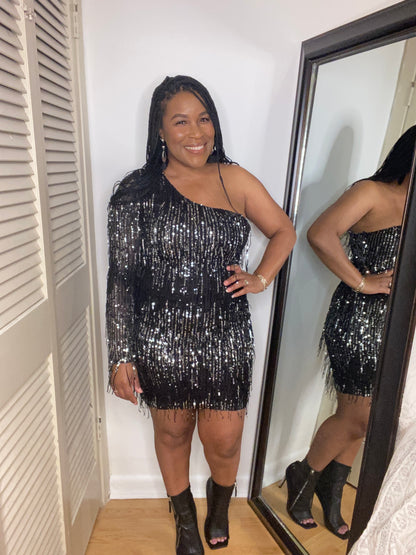 One Shoulder Sequin Dress