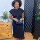 Round neck short sleeve midi dress