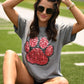 Red & Black Faux Glitter Paw Print Tee