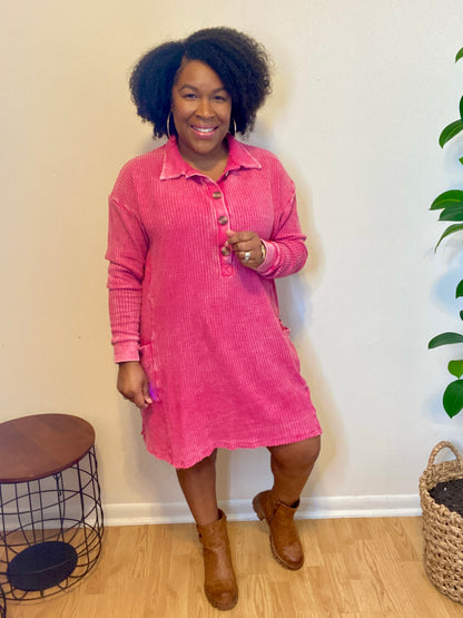 Pink Waffle Dress