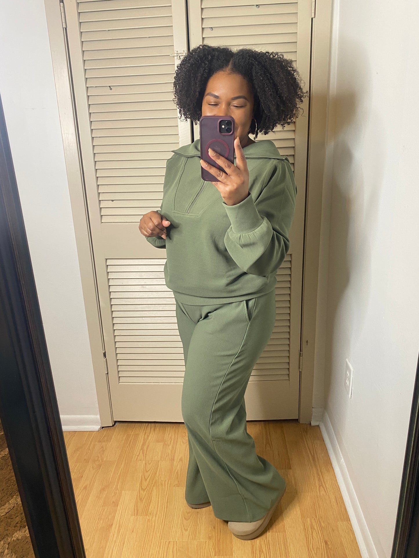 Preorder: Olive Half Zip Set