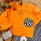 Checkered Pumpkin Embroidered Sweatshirt