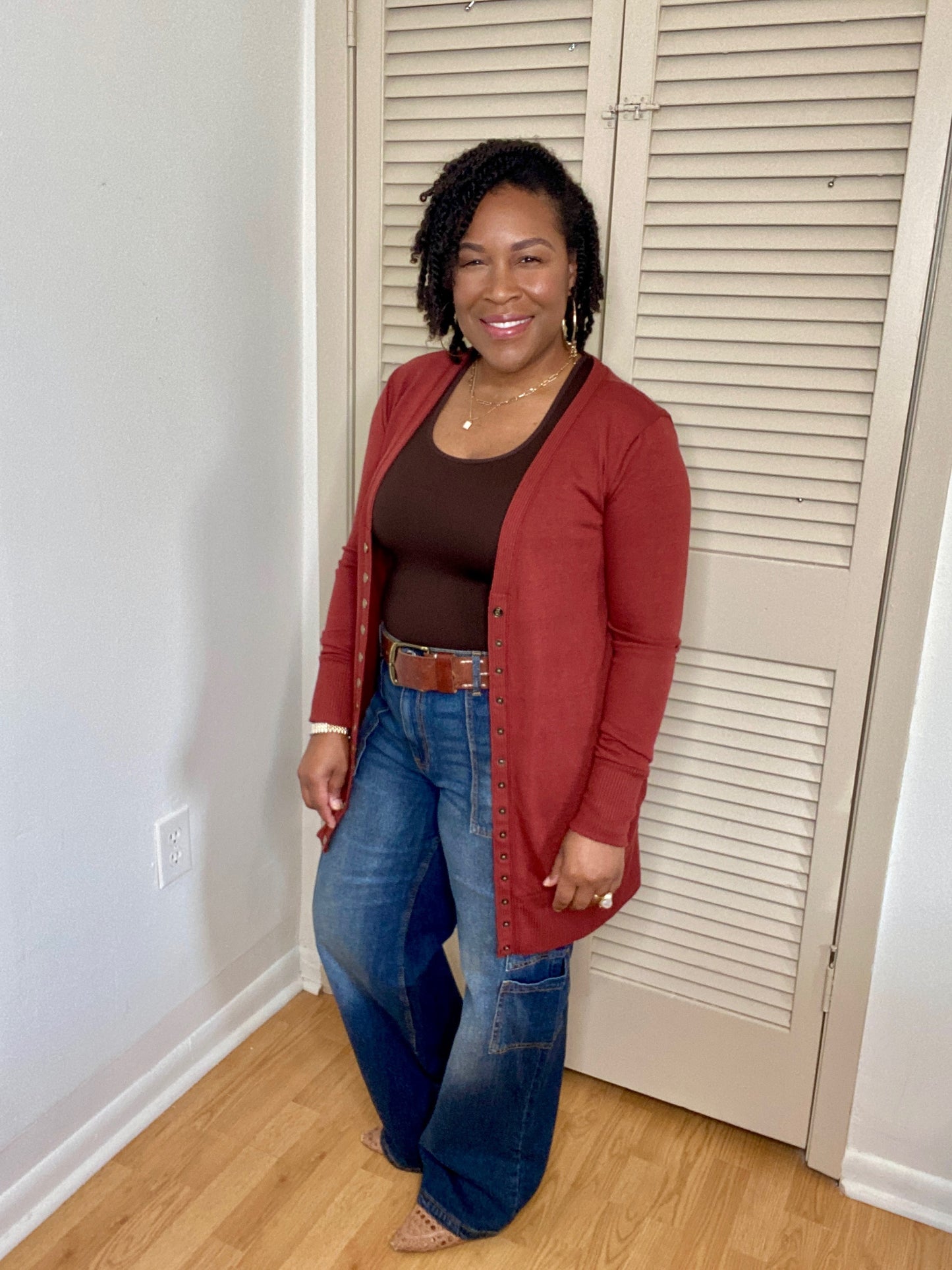 Rust Snap Sweater Cardigan