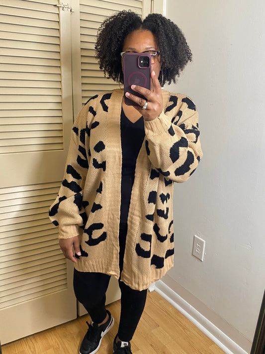 Tan Leopard Print Cardigan