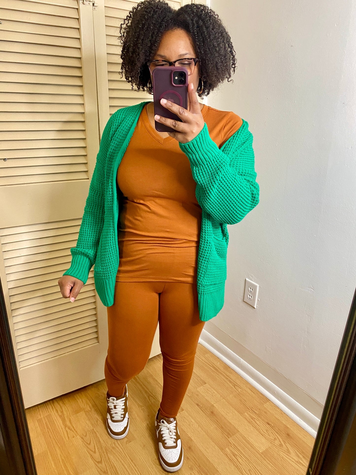 Kelly Green Waffle Cardigan