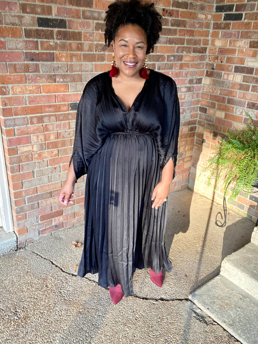 Pleated Satin Dress