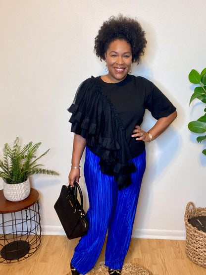 Black Ruffle Detail Top