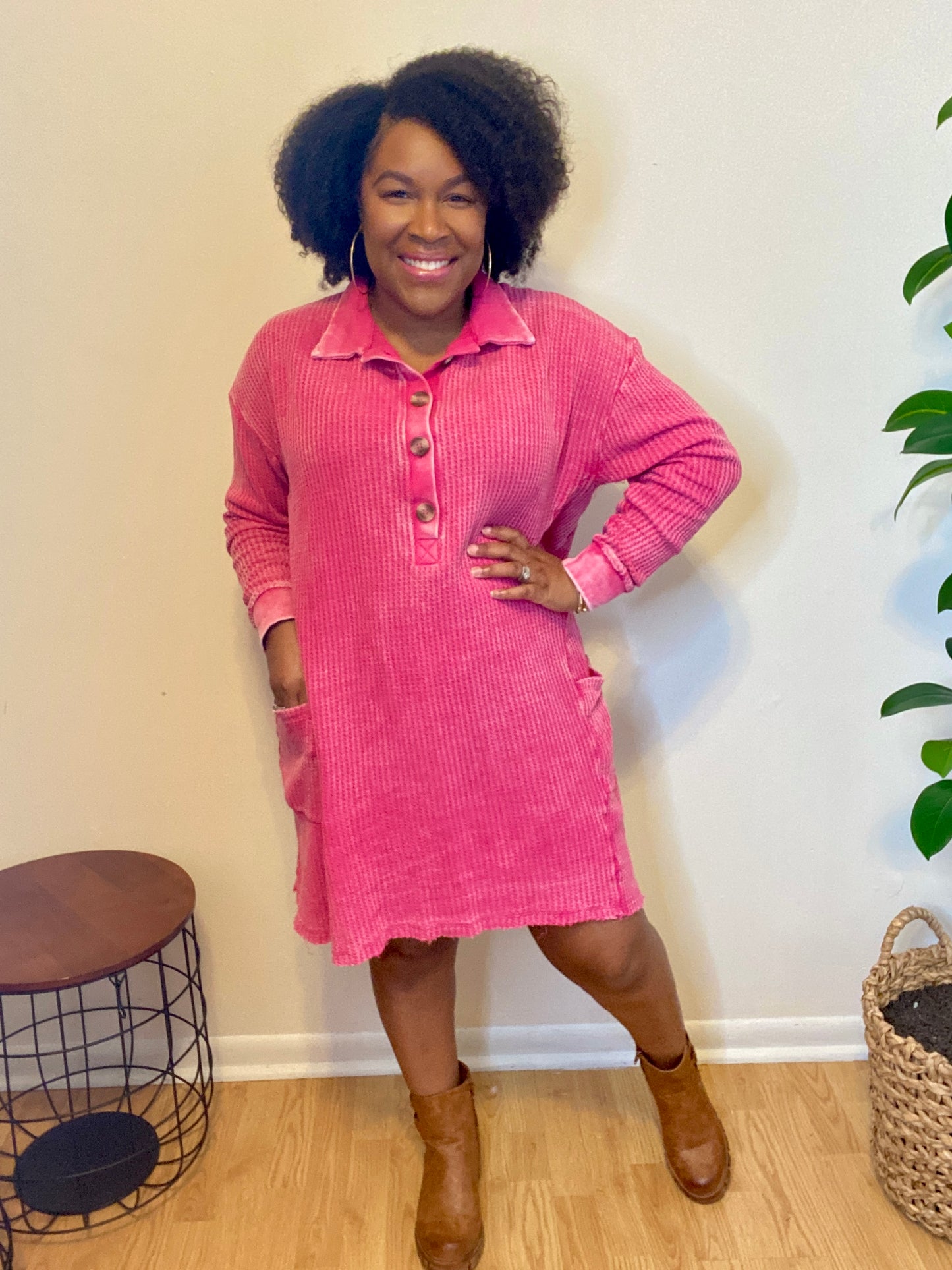 Pink Waffle Dress