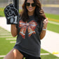 Faux Glitter Bow Football Tee