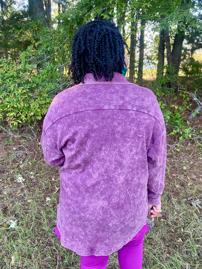 Plum Acid Wash Shacket