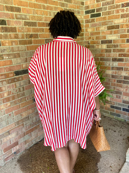 Red Vibe Shirt Dress