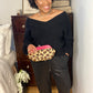 Black Balloon Sleeve Sweater