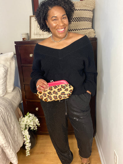 Black Balloon Sleeve Sweater