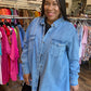 Button Down Denim Tunic Top