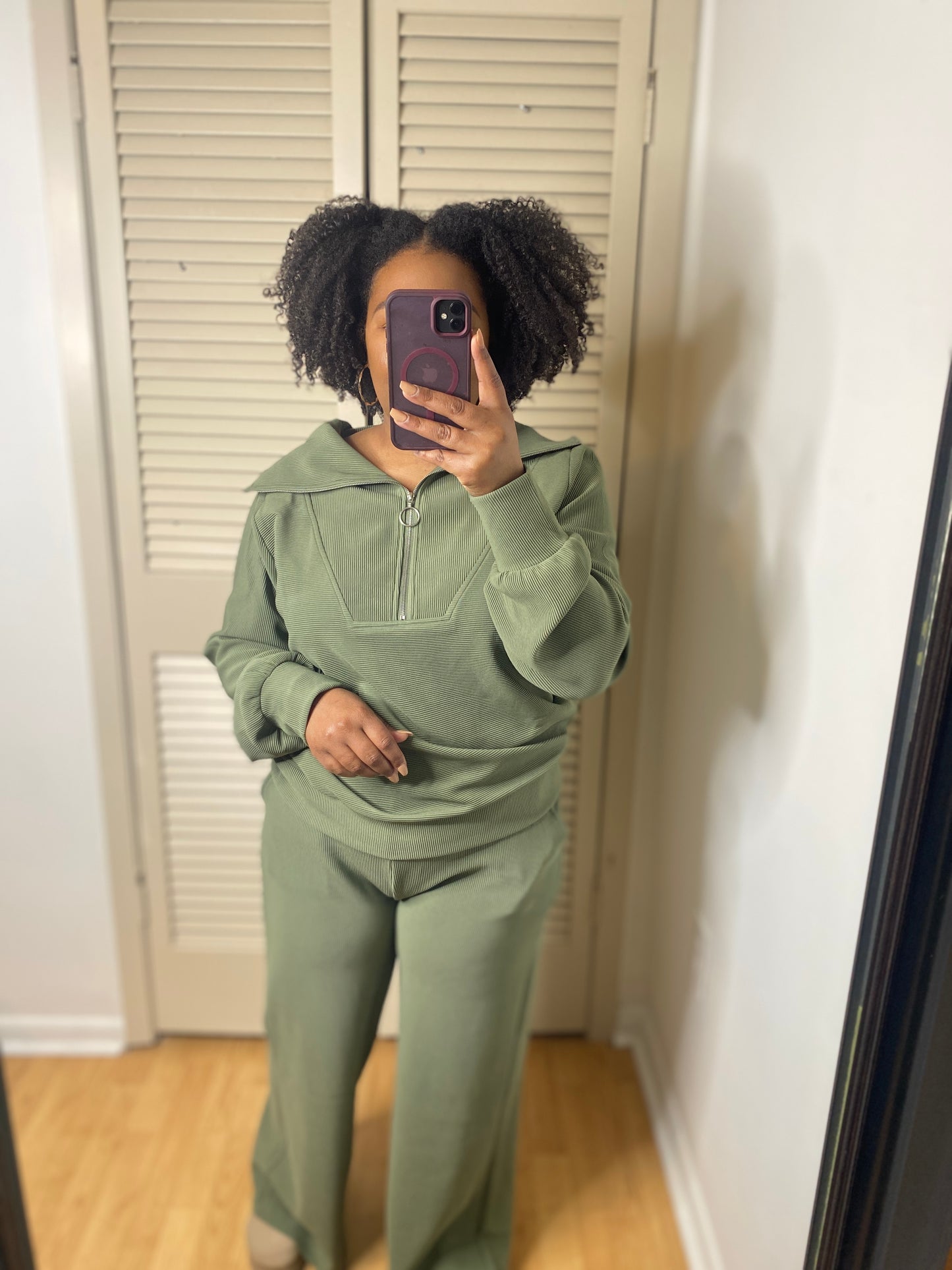 Preorder: Olive Half Zip Set
