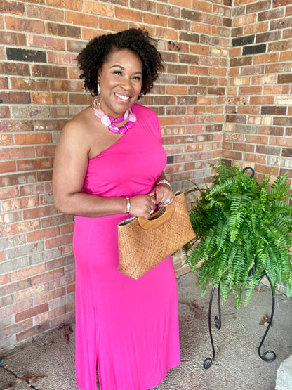 Pink One Shoulder Dress