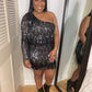 One Shoulder Sequin Dress