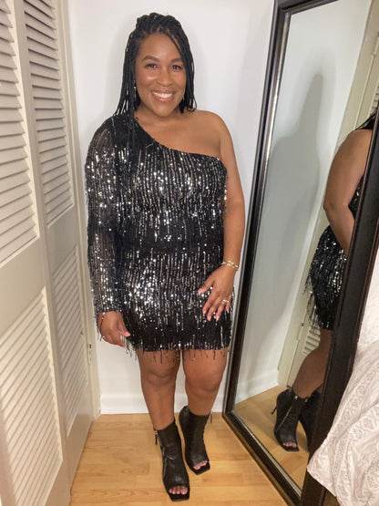 One Shoulder Sequin Dress