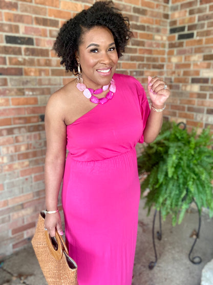 Pink One Shoulder Dress