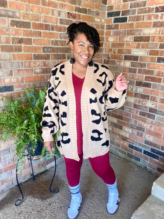 Tan Leopard Print Cardigan