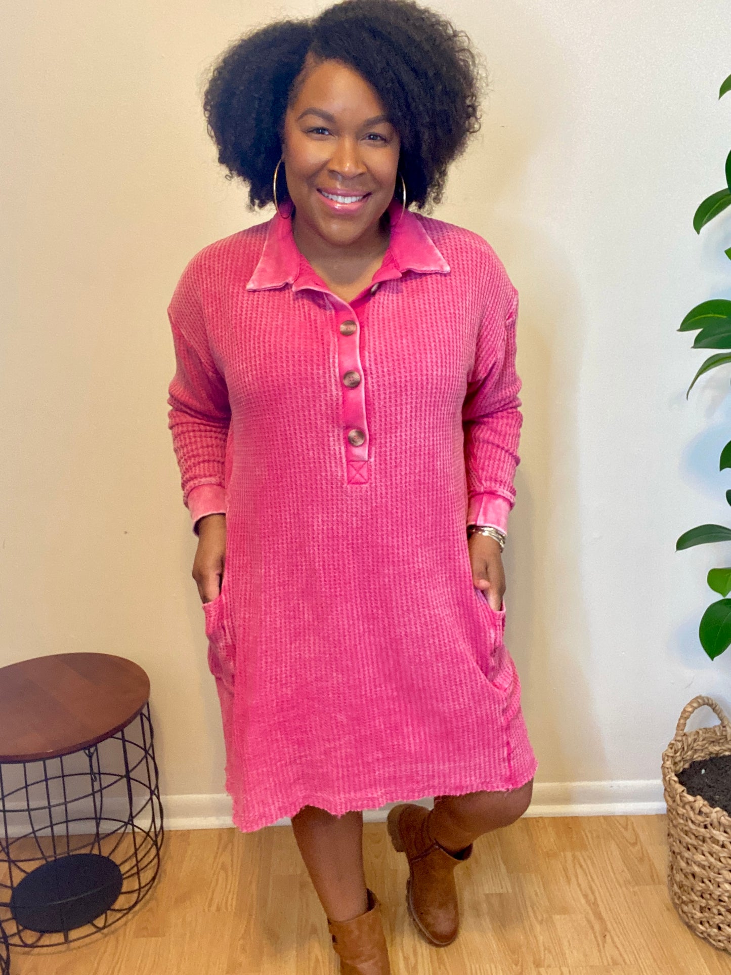 Pink Waffle Dress