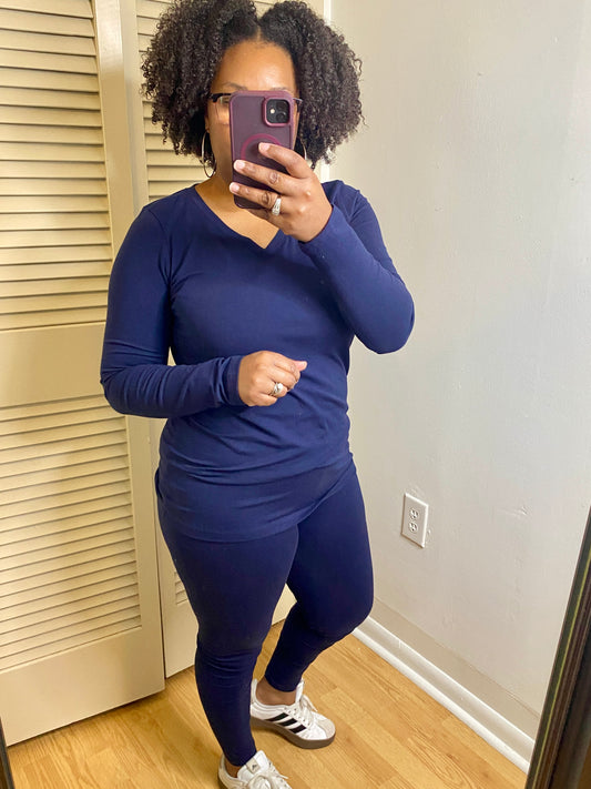 Navy V-Neck Set