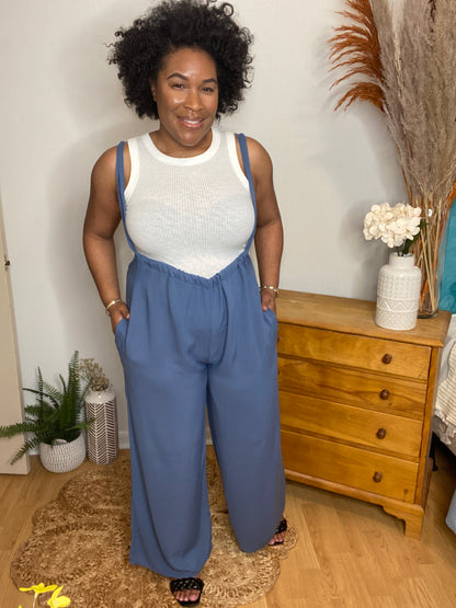 Blue Suspender Pants