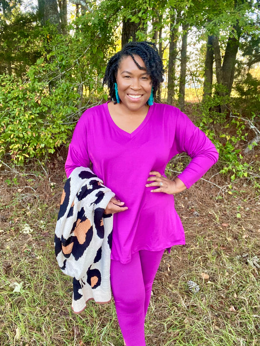 Long Sleeve Plum Lounge Set