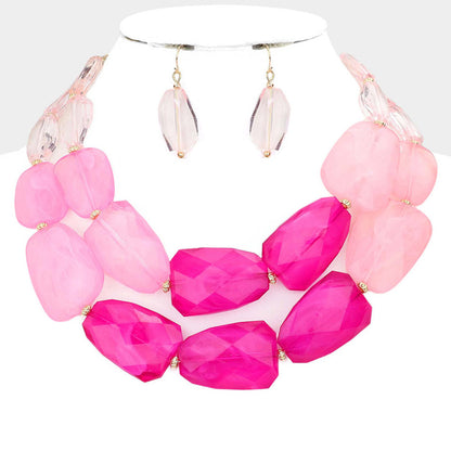 Tiered Resin Pebble Necklace