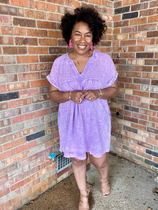 Lavender Acid Wash Spring Time Dress