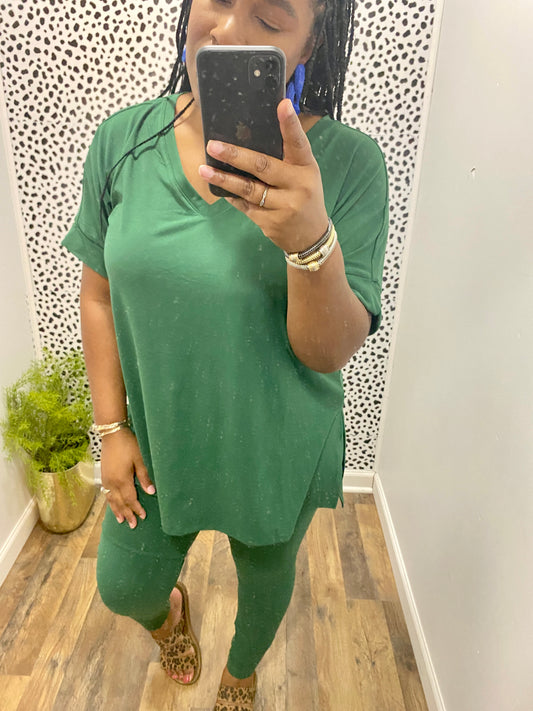 Green Lounge Set (V-Neck)