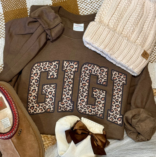 Gigi Leopard Name Sweatshirt