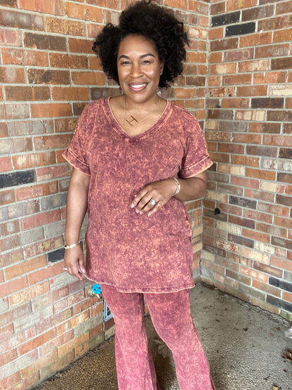 Brick Acid Wash Bell Bottom Set (Top & Bottom)