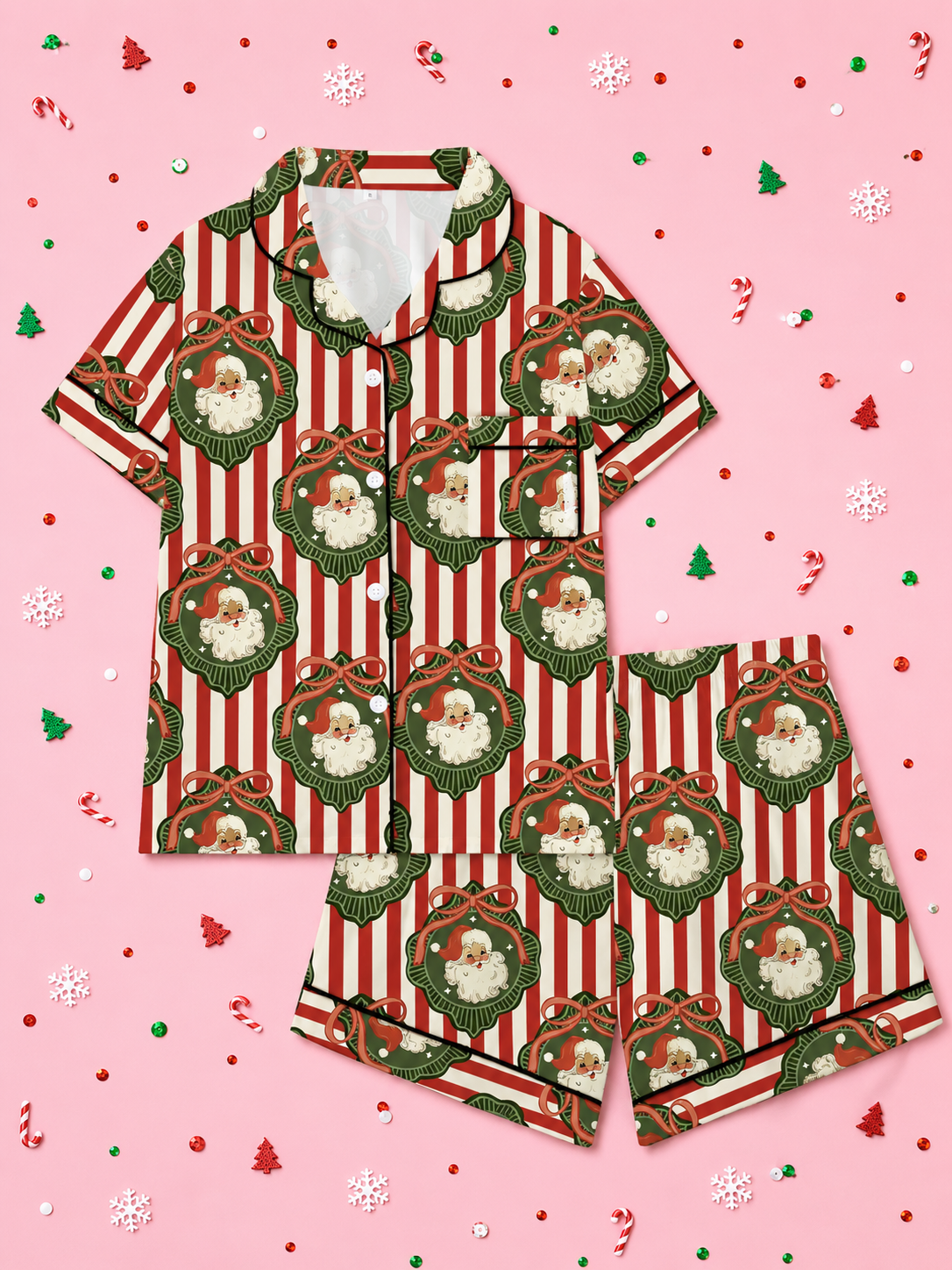 Vintage Striped Santa Shorts Pajamas *PRE ORDER*