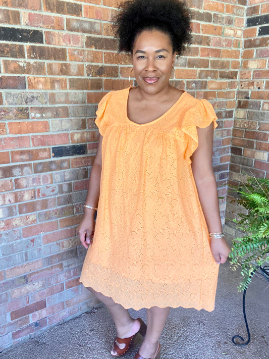 Tangerine Embroidery Dress
