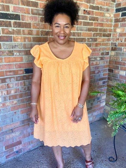 Tangerine Embroidery Dress