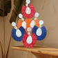 Puka Shell Mother of Pearl Teardrop Raffia Trimmed Dangle Earrings