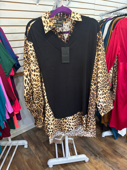 Printed Knit Shirt Dress