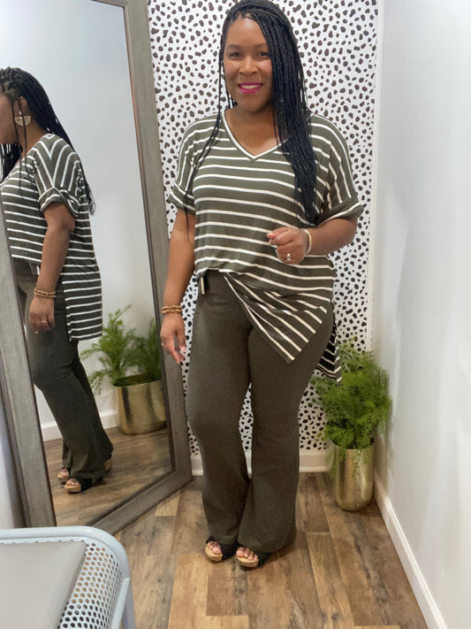 Olive Striped Set