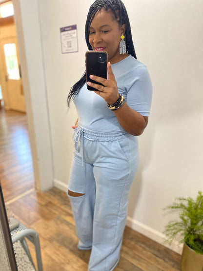 Ash Blue Pants Set