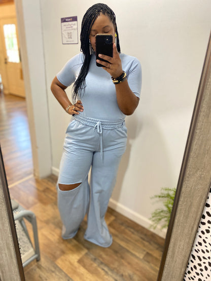 Ash Blue Pants Set