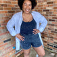 Zenana Ribbed Bodysuit Romper - Lt Navy