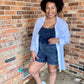 Zenana Ribbed Bodysuit Romper - Lt Navy