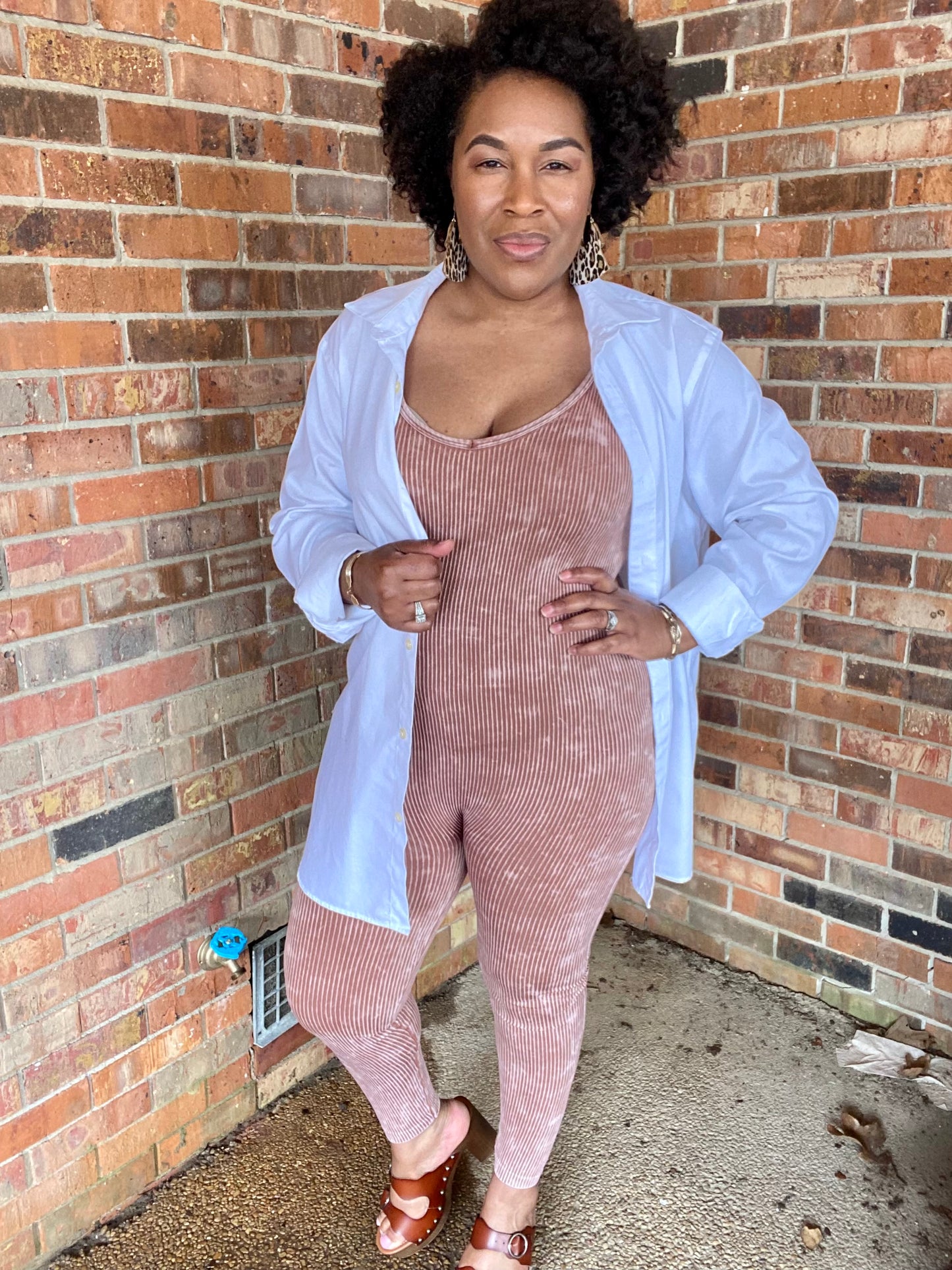 Brown Ribbed Bodysuit