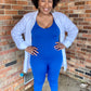 Zenana Ribbed Bodysuit - Blue