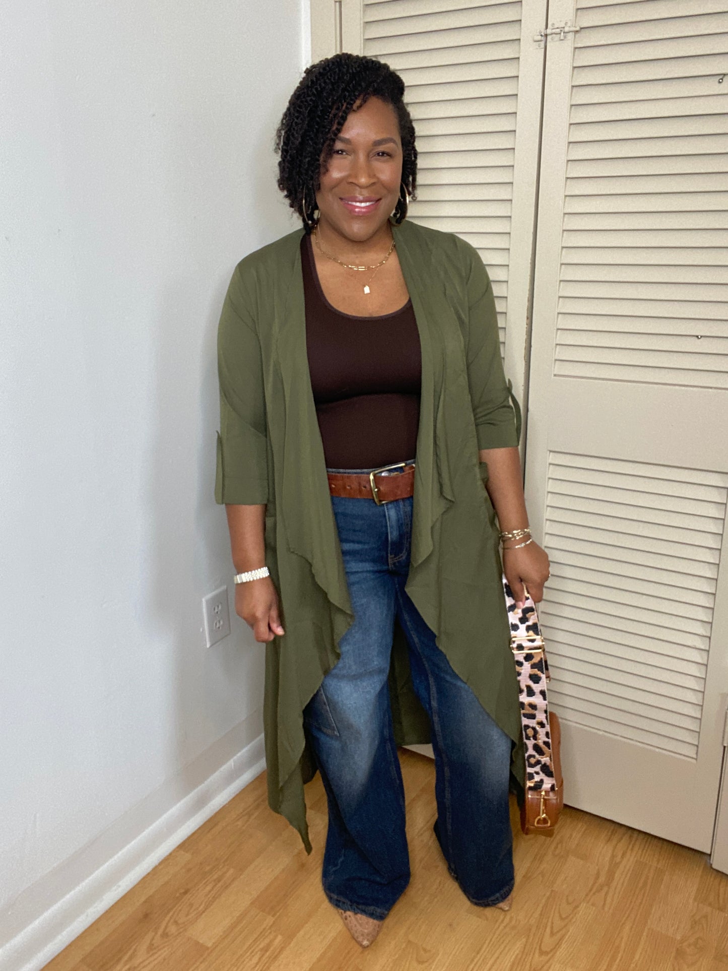 Olive Waterfall Cardi