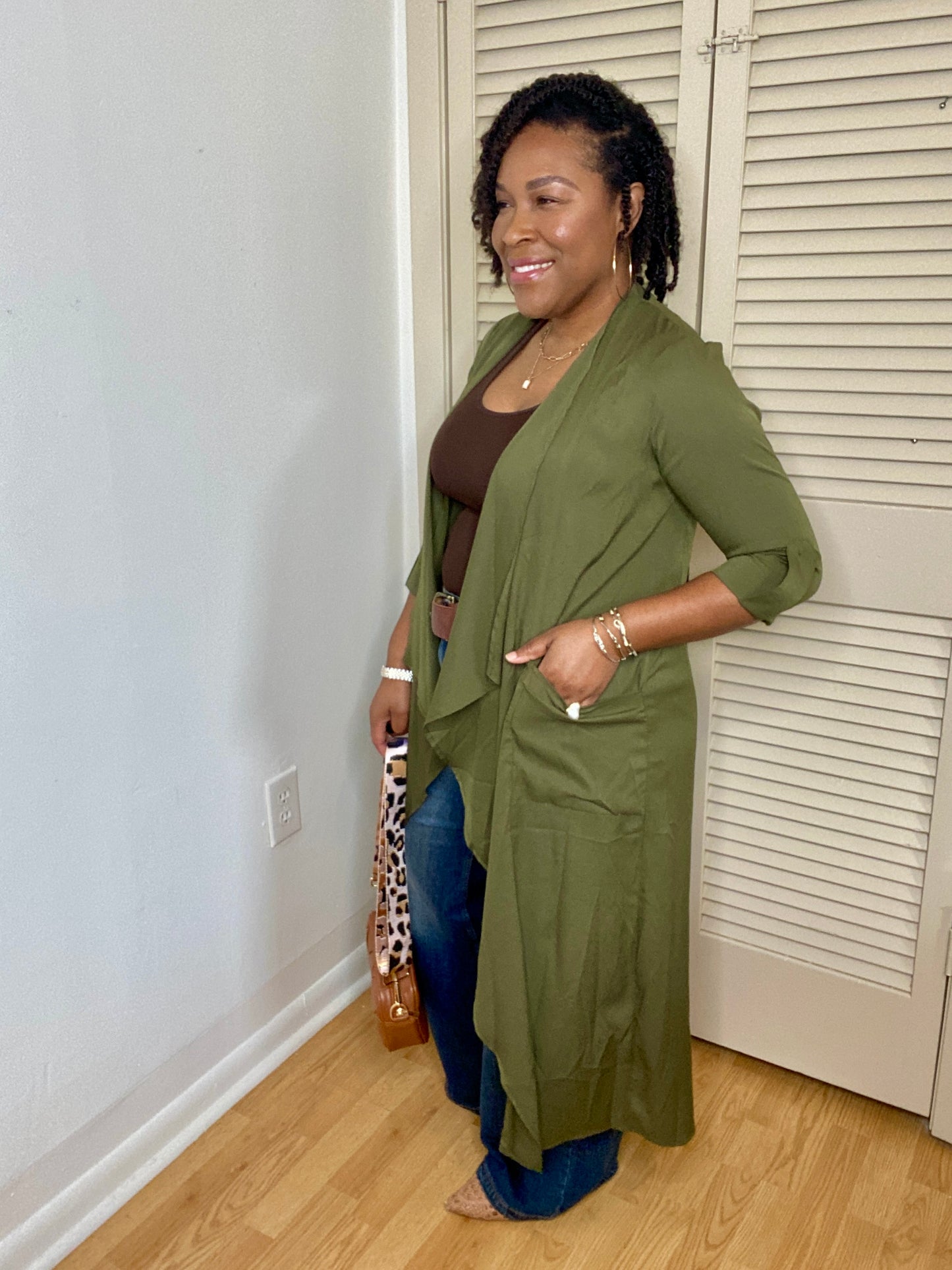 Olive Waterfall Cardi