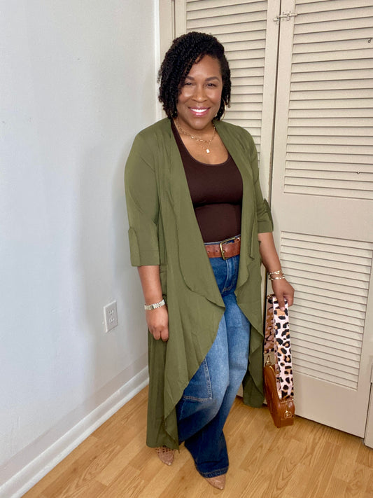 Olive Waterfall Cardi